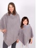 Mom and Kids Zig zag Pattern Faux Fur Poncho